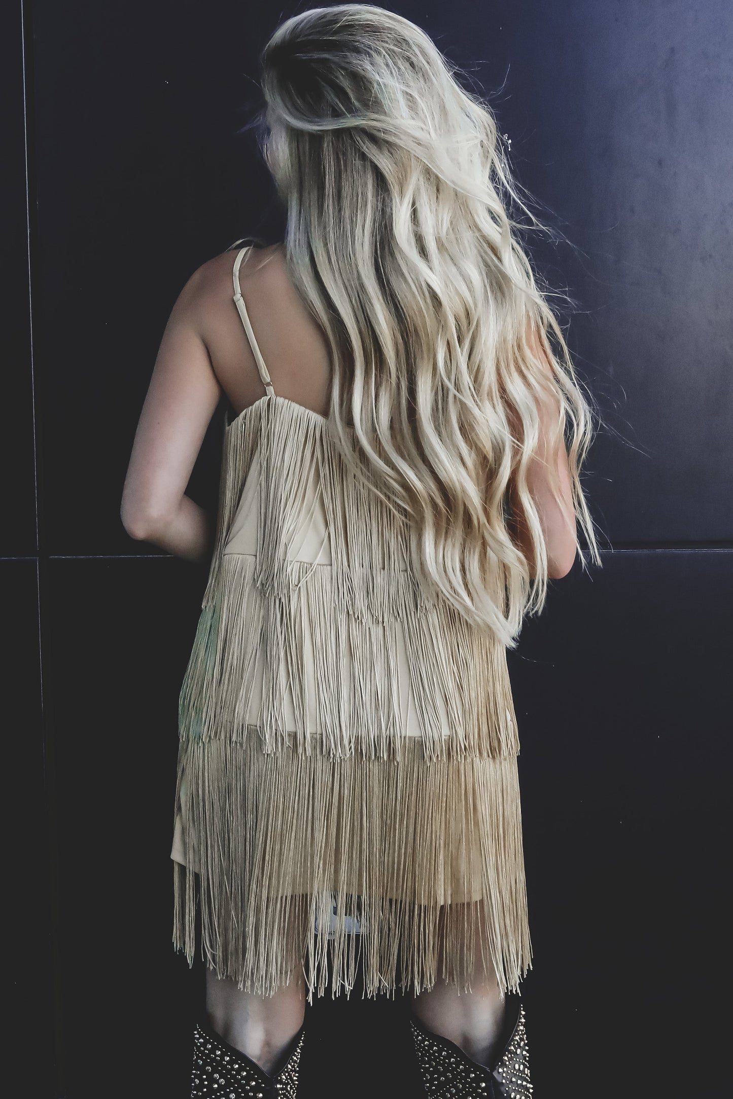 Spice Up The Dinner Gold Fringe Mini Dress