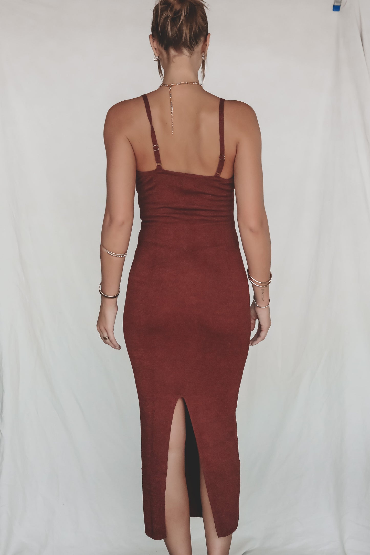 Chilly Date Night Chocolate Maxi Dress